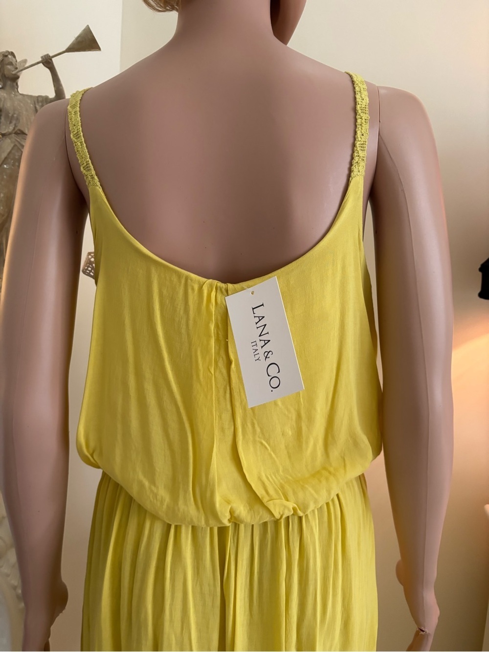 New Collection Viscose Yellow Ruffled Tank Maxi Dress - Picture 7 of 13